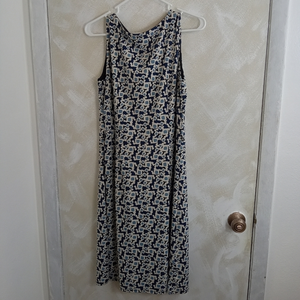 Ann Taylor Loft Fitted Geometric Pattern Sleeveless Dress Size 8 - Picture 7 of 10